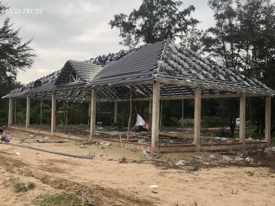 Kèo thép siêu nhẹ hệ giàn khu du lịch