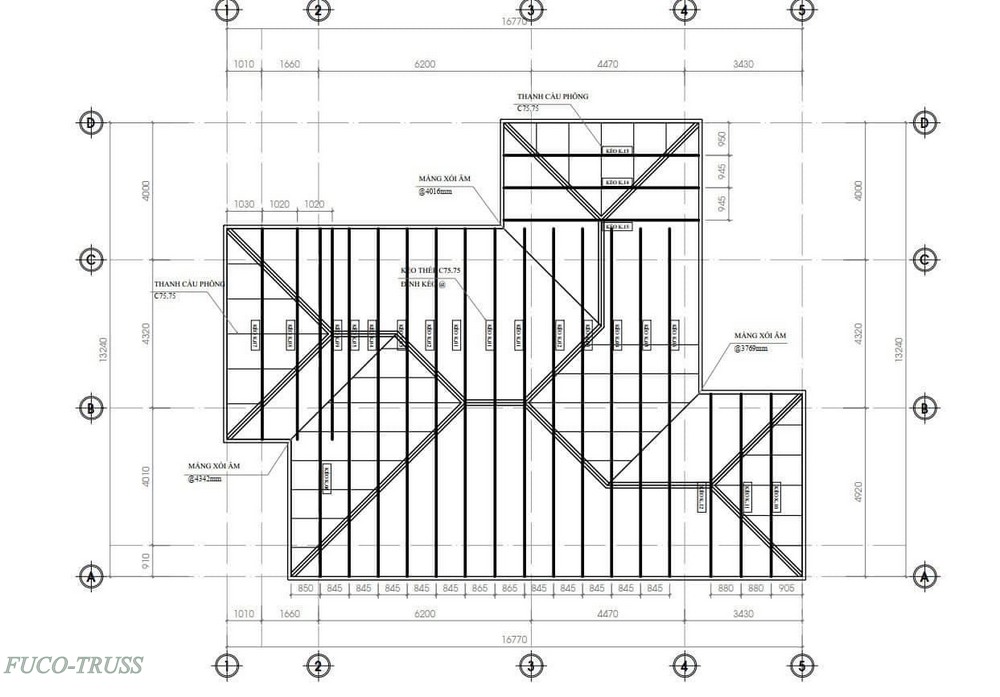 thiết kế mái kèo thép siêu nhẹ